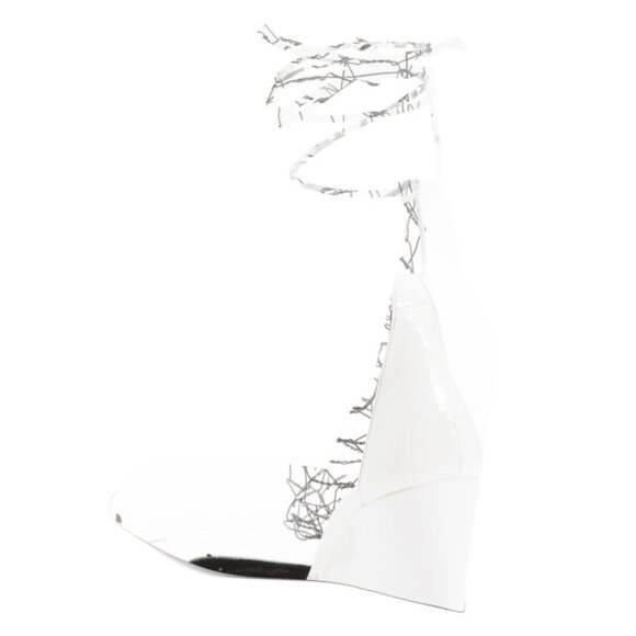 VICTORIA BECKHAM  Italy Patent Leather Wedge Heels With Ankle Wrap Closure - Picture 2 of 2